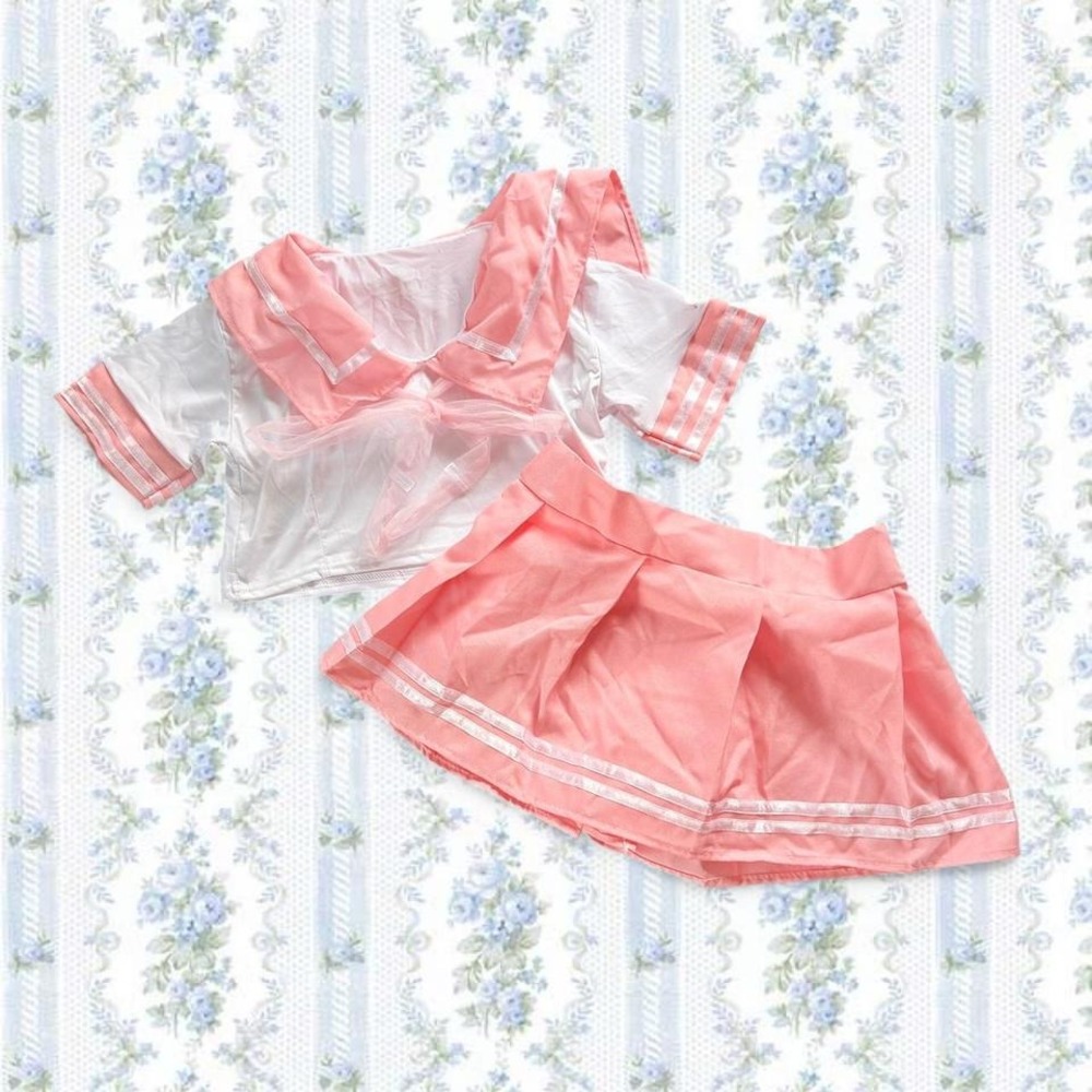 Women's Medium Cute pink white sailor school girl cosplay cropped costume